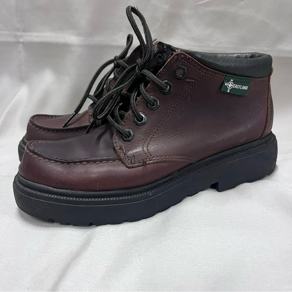 Eastland Mens 6 1/2 Brown Leather Boots Ankle Moc Toe Vintage Chukka 90's Y2K